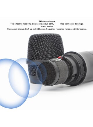 Wireless microphone kit, handheld microphone system, dynamic cordless karaoke microphone, handheld rechargeable receiver, suitable for karaoke, singing, parties, weddings - view 5