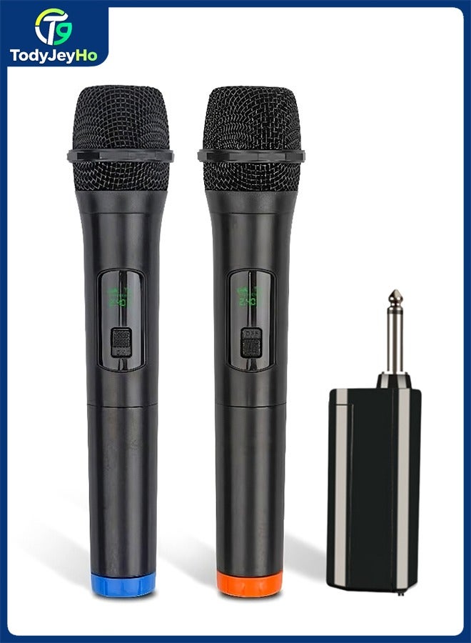تودي جي هو مجموعة ميكروفون لاسلكي ، نظام ميكروفون محمول ، ميكروفون كاراوكي لاسلكي ديناميكي ، جهاز استقبال قابل لإعادة الشحن محمول ، مناسب للكاراوكي ، الغناء ، الحفلات ، حفلات الزفاف - Image 1