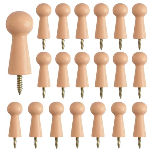 MOROBOR 20pcs Wooden Hooks Shaker Pegs Towel Hook Shelf Clip ScrewOn Solid Hook for Bathroom Towels Doors Stair Edges Wardrobes - Image 1