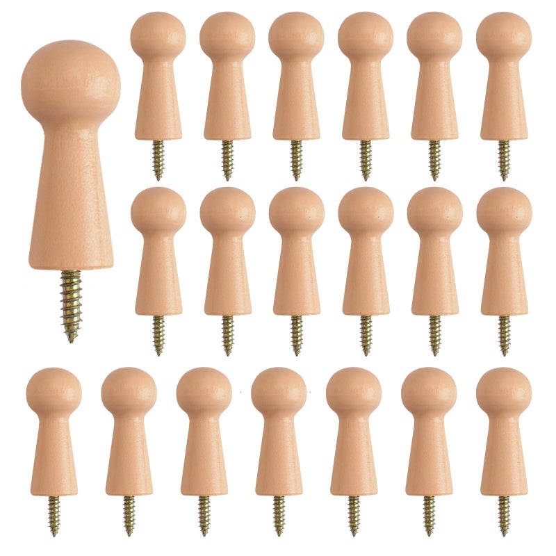 MOROBOR 20pcs Wooden Hooks Shaker Pegs Towel Hook Shelf Clip ScrewOn Solid Hook for Bathroom Towels Doors Stair Edges Wardrobes - Image 2