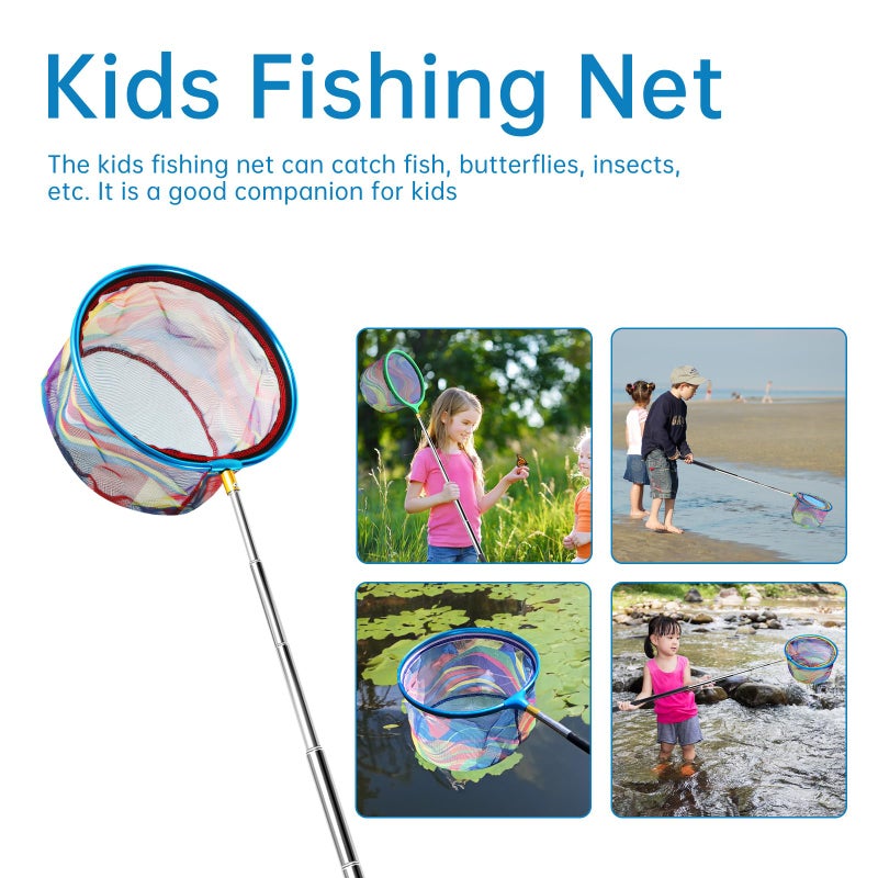 Autokcan 2PCS Fishing Net with Bucket, Telescopic Fishing Landing Net, Collapsible Kids Sand Bucket, Kids Fish Butterfly Catching for Freshwater Saltwater Outdoor Activities - Image 5
