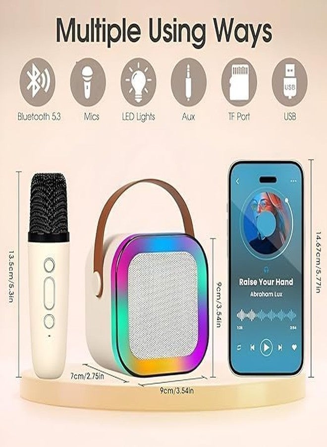 Mummy Please Kids Karaoke Bluetooth 5.3 Speaker with Wireless Microphone, RGB LED Lights, Magic Voice Effects, Rechargeable (Pack of 1 Biege) - Image 2