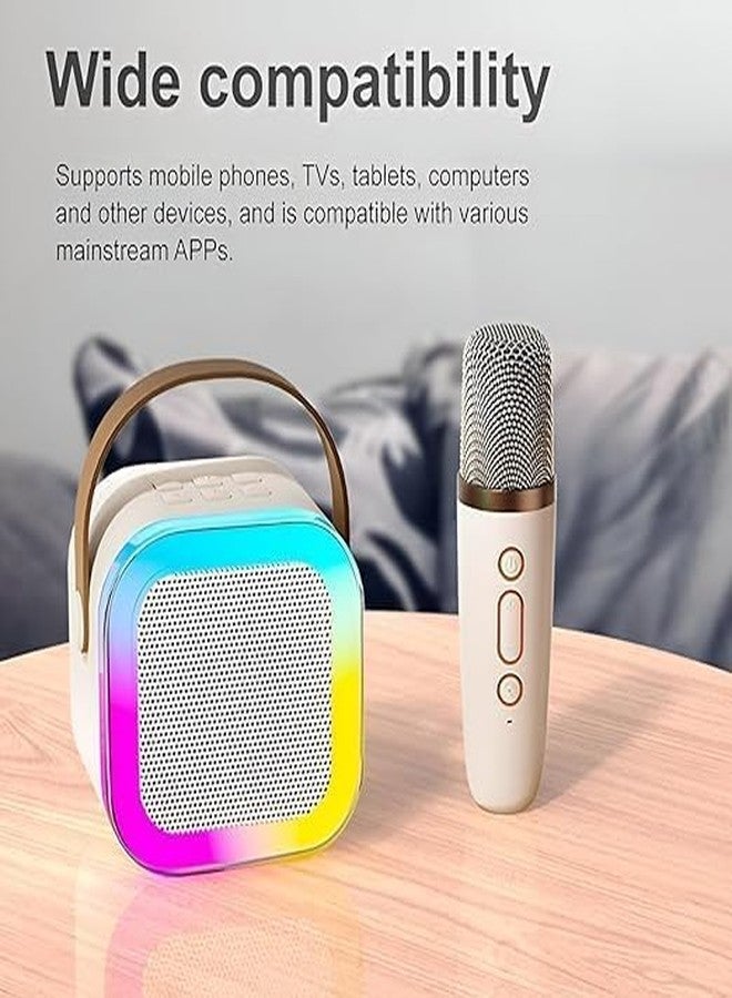 Mummy Please Kids Karaoke Bluetooth 5.3 Speaker with Wireless Microphone, RGB LED Lights, Magic Voice Effects, Rechargeable (Pack of 1 Biege) - Image 3
