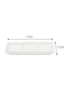BLACKSTONE 1pc White Ceramic Serving Platter Rectangular 3 Compartment Appetizer Serving Tray  - Image 4