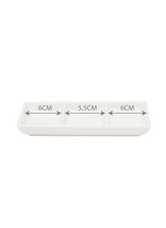 BLACKSTONE 1pc White Ceramic Serving Platter Rectangular 3 Compartment Appetizer Serving Tray  - Image 5