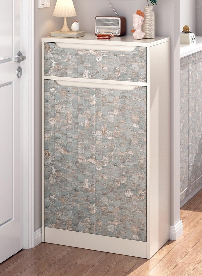 LACHEERY Gray Concrete Wallpaper Peel and Stick Removable Contact Paper for Walls Rose Gold Grey Hexagon Geometric Peel and Stick Wallpaper for Bedroom Bathroom Wall Cabinets Self Adhesive 15.8"x80" - Image 5