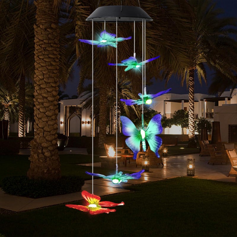 MorTime 25" LED Solar Wind Chime, Color Changing Solar Butterfly Wind Chimes Mobile Hanging Wind Chime for OutsideHome Garden Decoration - Image 5