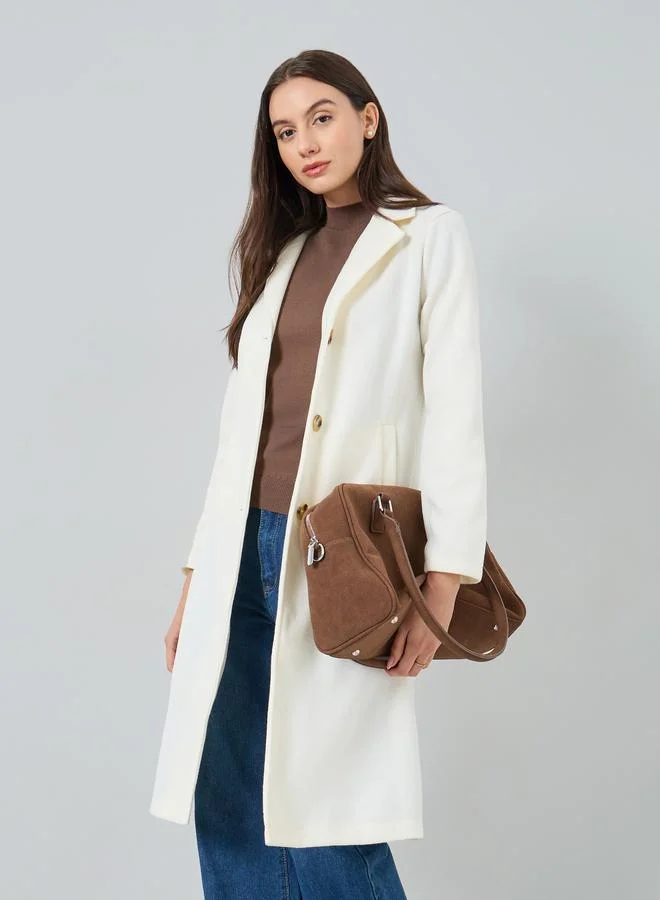 Take Two Solid Pocket Detail Wool Like Coat