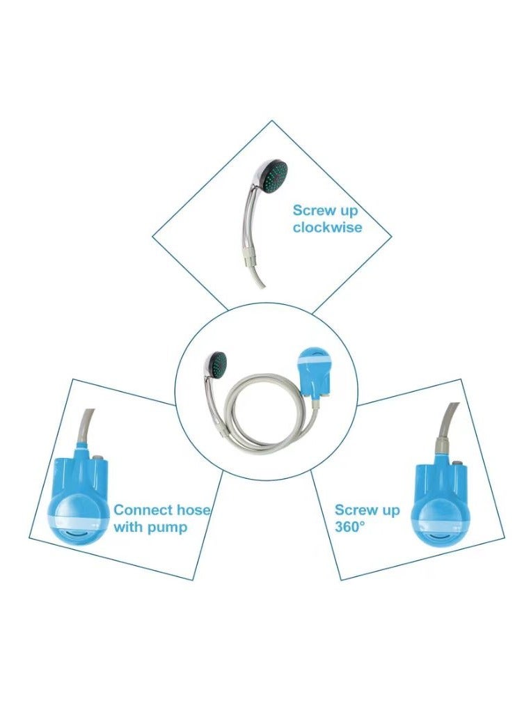 VUCATIN Portable Camping Shower Kit Outdoor Shower Pump with Bucket Shower Head Sprayer Battery Powered Camping Showerhead with Rechargeable Battery for Pet Camping Hiking Traveling Car Washing - Image 5