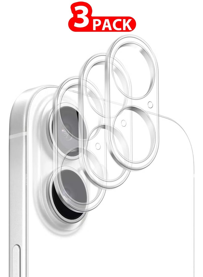3-Pack iPhone 16 Plus Camera Lens Protector – Ultra HD Tempered Glass, 9H Hardness, Anti-Scratch, Case-Friendly, Easy Installation Clear Lens Cover - Image 1