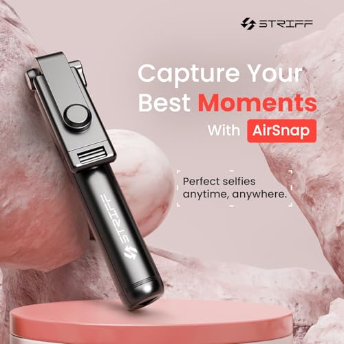 STRIFF AirSnap 3-in-1 Bluetooth Selfie Stick with Wireless Remote & Tripod Stand | Extendable, Lightweight & Portable | Compatible with All Smartphones (iPhone, Samsung, OnePlus, Vivo & More) - Black - Image 2