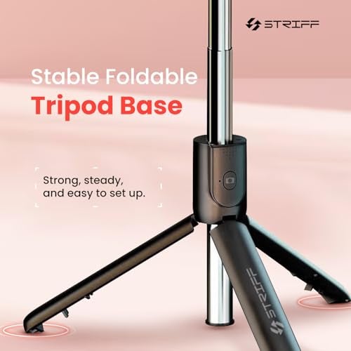 STRIFF AirSnap 3-in-1 Bluetooth Selfie Stick with Wireless Remote & Tripod Stand | Extendable, Lightweight & Portable | Compatible with All Smartphones (iPhone, Samsung, OnePlus, Vivo & More) - Black - Image 5