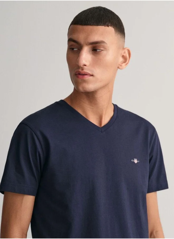 غانت Gant Slim Fit Shield V-Neck T-Shirt