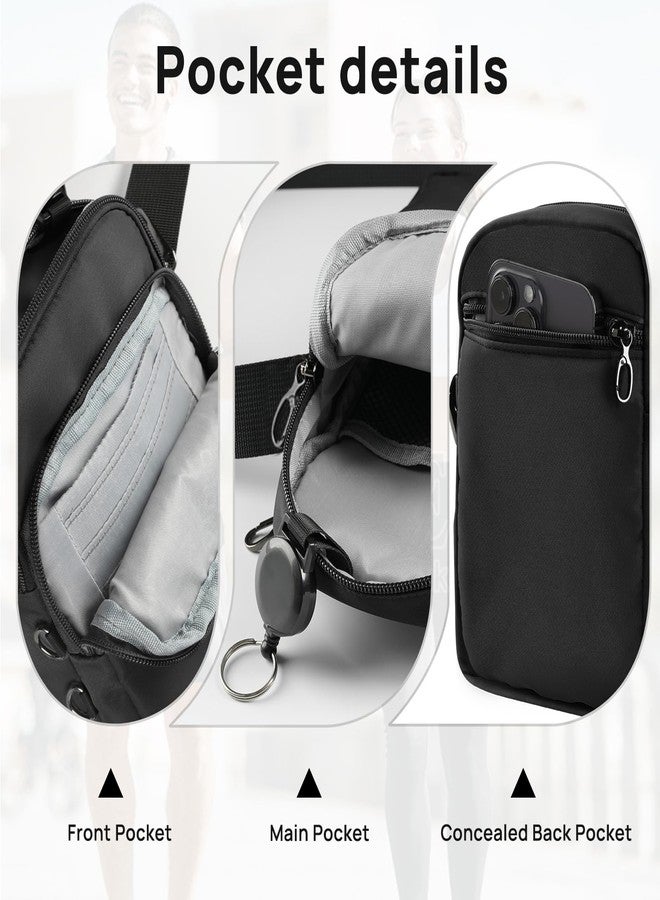VADOO Sling Bag for Men Women, Anti Theft Crossbody Shoulder Bag with Zipper Lock, RFID Blocking & Waterproof for Travel Casual(Black) - Image 4