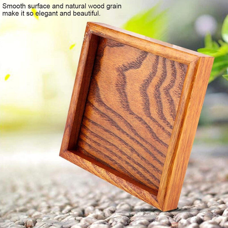 comfrt Square Wood Tray, Serving Dish Tea Plate Bed Tray for Sushi Snacks Fruits(12.5 * 12.5cm) - Image 4