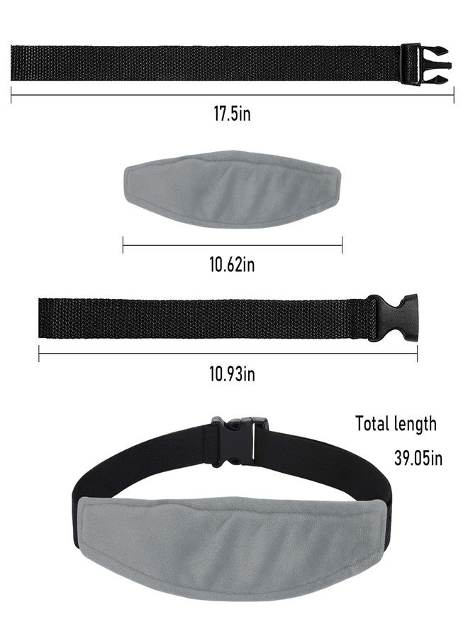 REFLYAWAY 3 Pieces Baby Car Seat Head Support - Head Band Strap Headrest, Sleep Sling Sleep Locator for Infants and Toddlers Cute Pattern Kids Travel (Soft Grey) - Image 2