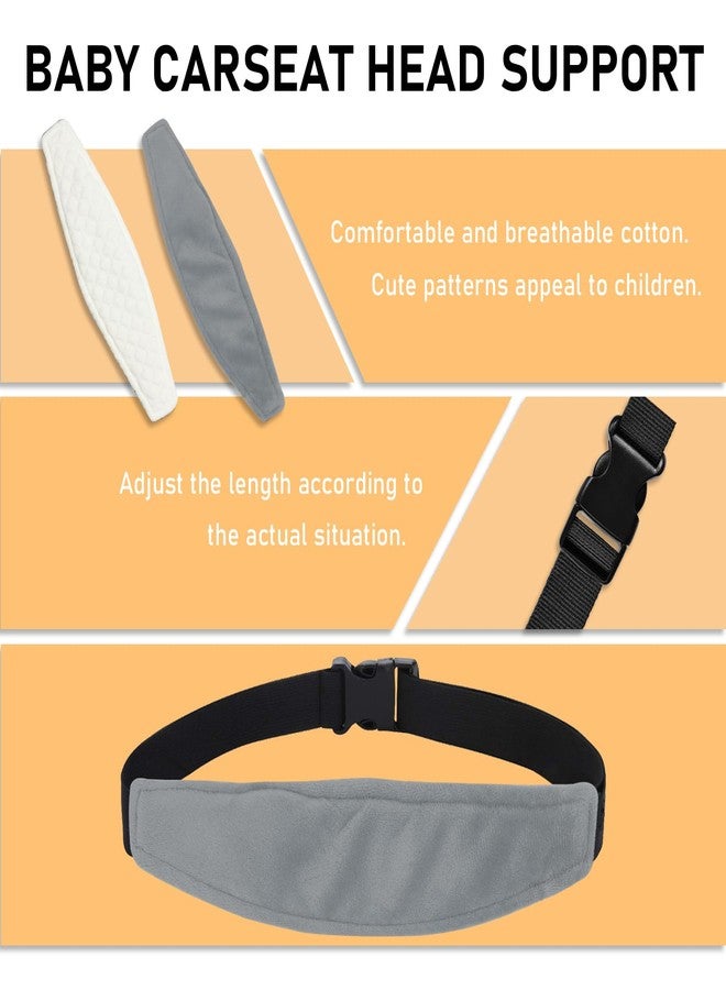 REFLYAWAY 3 Pieces Baby Car Seat Head Support - Head Band Strap Headrest, Sleep Sling Sleep Locator for Infants and Toddlers Cute Pattern Kids Travel (Soft Grey) - Image 3