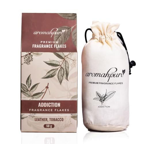 Aromahpure Premium Car Perfume Fragrance Flakes - Addiction - Leather Fragrance Luxury Car Air Freshener made Organically with Essential Oil, Grains, and Flakes - 50Gms, Refresh your car for 30 days - Image 1