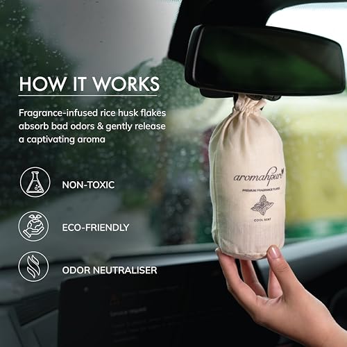 Aromahpure Premium Car Perfume Fragrance Flakes - Addiction - Leather Fragrance Luxury Car Air Freshener made Organically with Essential Oil, Grains, and Flakes - 50Gms, Refresh your car for 30 days - Image 4
