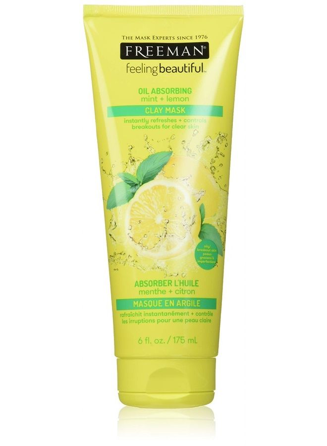Oil Absorbing Mint & Lemon Clay Mask, Facial Mask, Skincare, 6 fl oz tube/175 mL