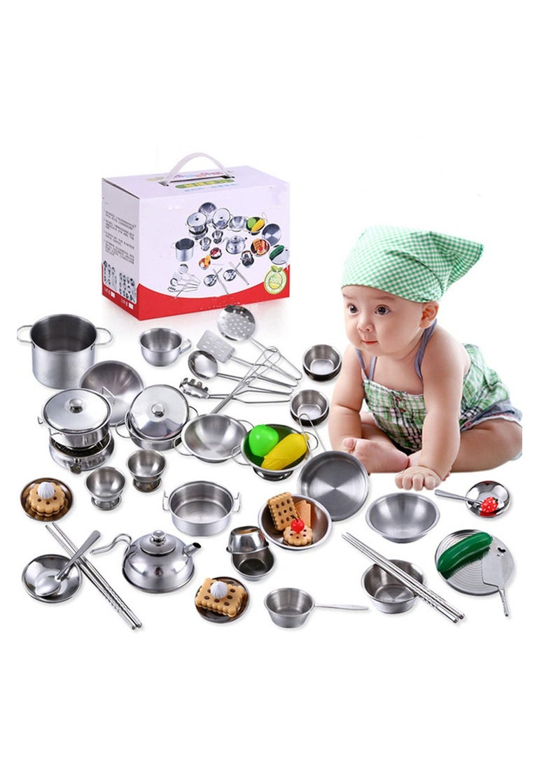 Kitchen Pretending To Be A Chef Toys Stainless Steel Kitchenware Cooking Appliances - Image 1