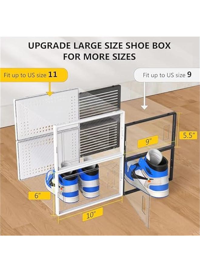Arabest Twelve Piece Extra Large Shoe Storage Boxes for Closet Modular Clear Plastic Stackable Sneaker Containers Display Cases with Lids in White  - Image 4