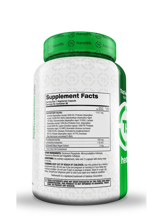 Digestive Enzymes With Prebiotics And Probiotics And Bioperine For Better Digestion And Nutrient Absorption Helps With Bloating And Gas (90 Veggie Caps)