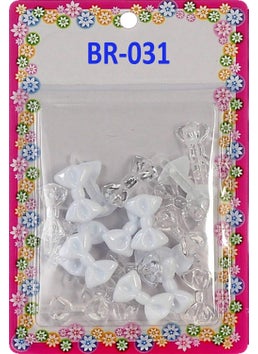TARA Tara Girls Self Hinge Plastic Bow Hair Barrettes 20 Pieces Selection Clear White 