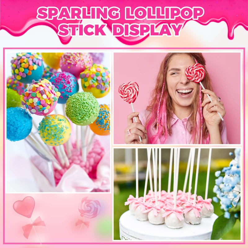 ZHBDMGK 600Pcs Lollipop Stick  6In Cake Pop Sticks With Clear Treat Bags & Gold Twist Ties  Cake Pops Making Tools For Lollipops  Candies  Chocolates Cookies - Image 4