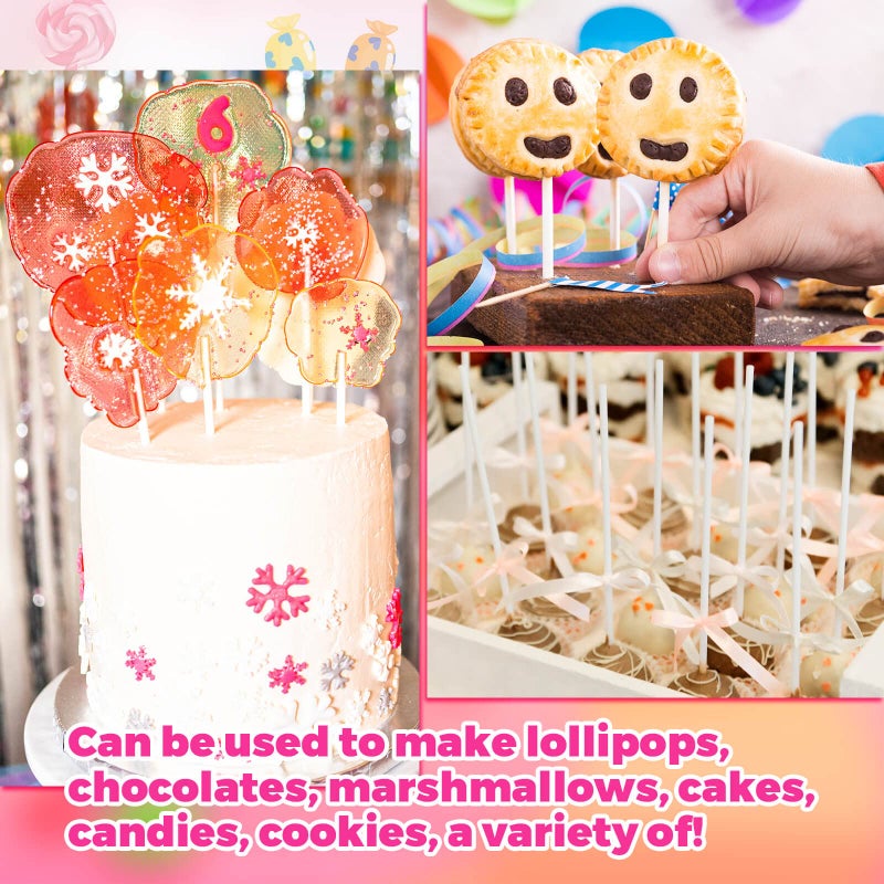 ZHBDMGK 600Pcs Lollipop Stick  6In Cake Pop Sticks With Clear Treat Bags & Gold Twist Ties  Cake Pops Making Tools For Lollipops  Candies  Chocolates Cookies - Image 5
