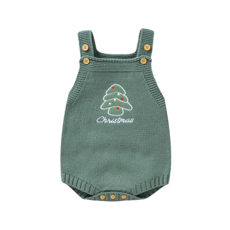 JLKGICF JLKGICF Christmas Baby Girl Boy Outfits Newborn Sweater Romper Sleeveless Overall Knit Deer Onesie Xmas Winter Clothes Green17 912 Months