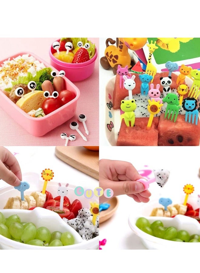 60 Pcs Kids Animal Food Fruit Fork Lunch Box Fruit Fork Mini Reusable Cute Food Toothpicks Plastic Stick Bento Box Decoration Fruit Cake Dessert Pastry Kids Party Supplies,Random color - Image 2