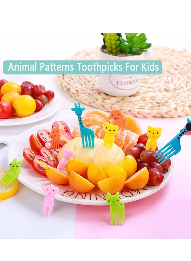 60 Pcs Kids Animal Food Fruit Fork Lunch Box Fruit Fork Mini Reusable Cute Food Toothpicks Plastic Stick Bento Box Decoration Fruit Cake Dessert Pastry Kids Party Supplies,Random color - Image 5