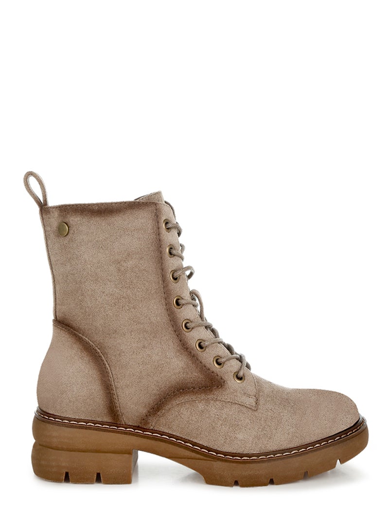 London Rag Lace Up High Ankle Boots in Taupe - Image 1