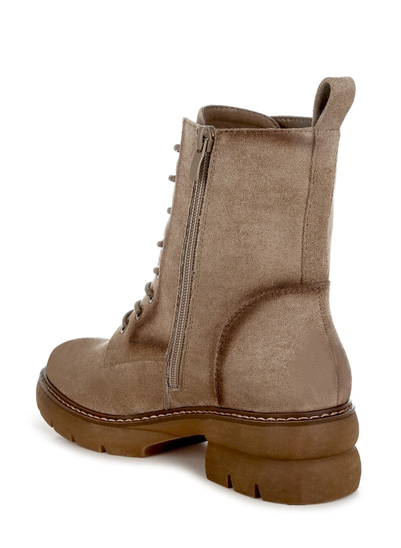 London Rag Lace Up High Ankle Boots in Taupe - Image 3