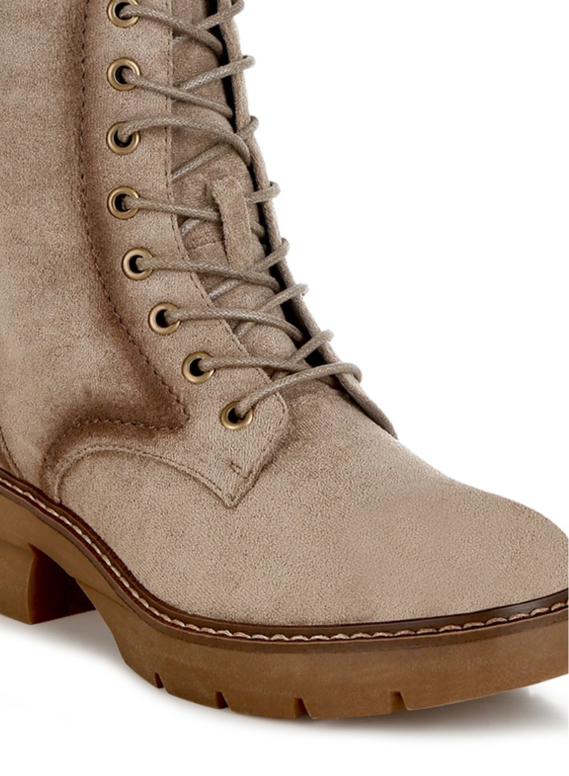 London Rag Lace Up High Ankle Boots in Taupe - Image 5
