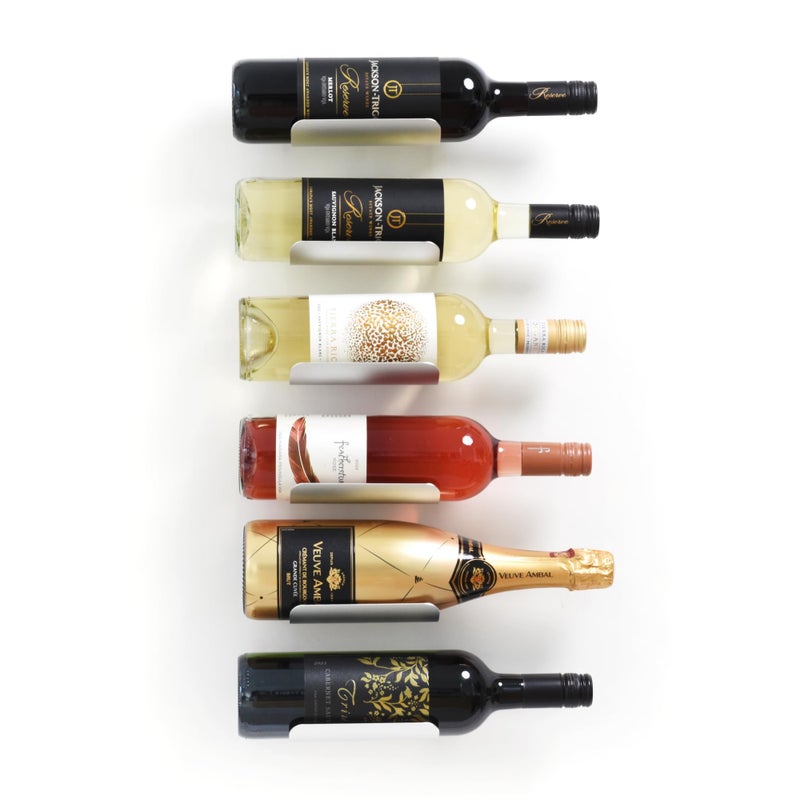 xympo Wall Mounted Wine Rack Set  6Piece Aluminum Bottle Holders with NonSlip Cork Pads for Secure Storage
