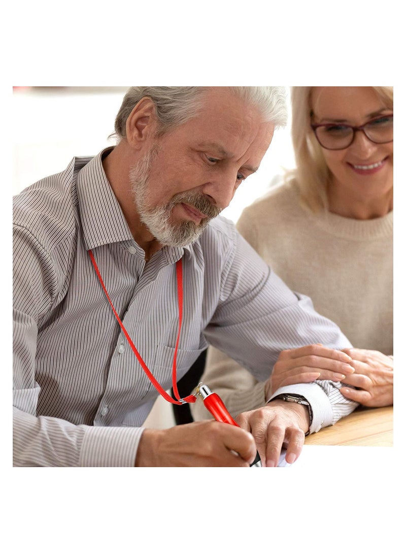 SYOSI 10 Pieces Big Fat Weighted Pens Retractable Big Fat Ballpoint Pens with Hanging Rope Large Wide Grip Pens Ergonomic Ballpoint Pens for Arthritis and Tremors (Red, Orange, Blue, Green, White) - Image 3