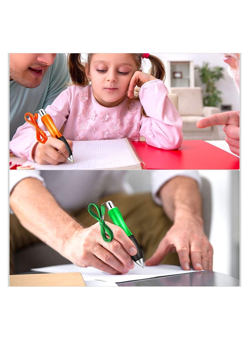 SYOSI 10 Pieces Big Fat Weighted Pens Retractable Big Fat Ballpoint Pens with Hanging Rope Large Wide Grip Pens Ergonomic Ballpoint Pens for Arthritis and Tremors (Red, Orange, Blue, Green, White) - Image 4