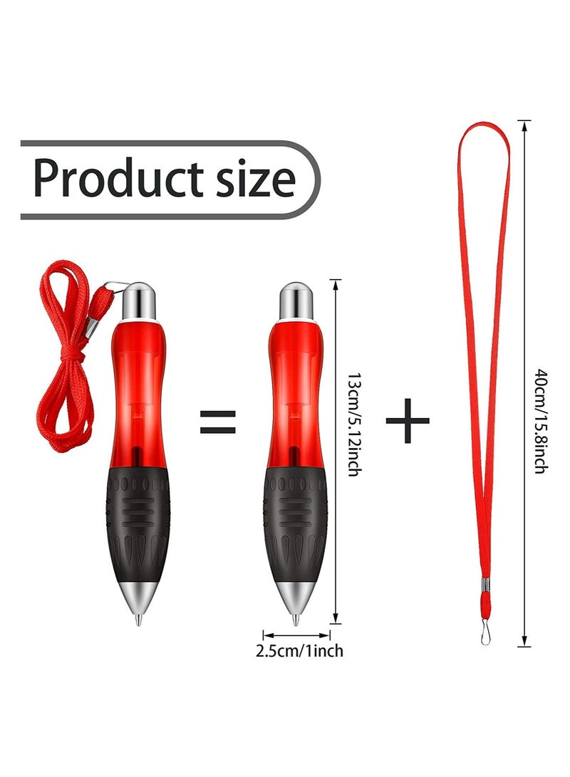 SYOSI 10 Pieces Big Fat Weighted Pens Retractable Big Fat Ballpoint Pens with Hanging Rope Large Wide Grip Pens Ergonomic Ballpoint Pens for Arthritis and Tremors (Red, Orange, Blue, Green, White) - Image 2