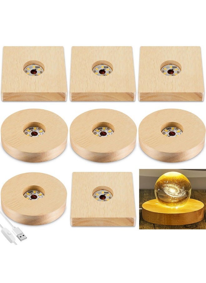 Honoson 8 Pcs Wooden LED Display Base Lighted Base for Crystal Art Wood Display Lighted Base for Glass Art LED Lighted Base for Display 3D Crystal Glass Warm Light (Round and Square Surface Style) - pzsku/ZB4B8A6C90697F624A634Z/45/_/1740982510/521cfd2c-4246-42f3-a583-f068709d541a