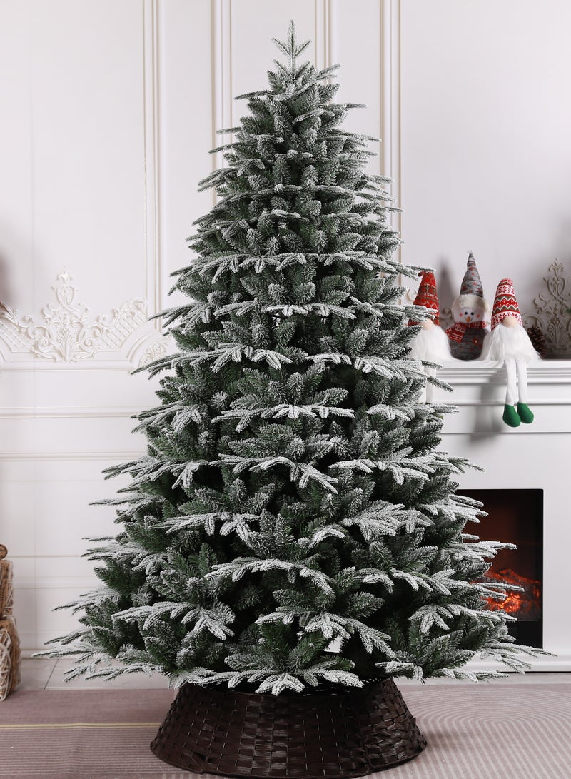 TAPIT Christmas Tree Artificial Snow Flocked Pine Tree Premium PVC Xmas Tree with Solid Metal Stand Premium Hinged Ideal for Indoor Outdoor Ornaments Home Office Party Festival Decor - Image 1