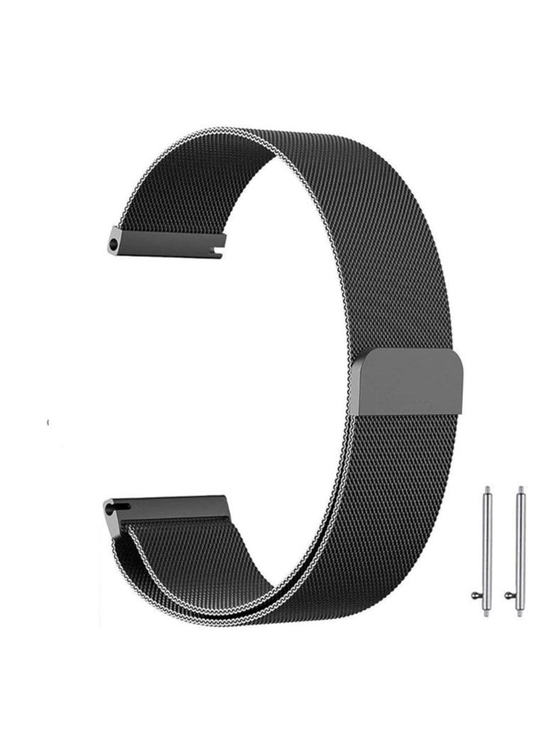 20mm Loop Watch Band Magnetic Closure Mesh Stainless Steel Replacement Strap for Samsung Gear S2 Classic/Galaxy Watch 42mm / Amazfit bip - Black, Unisex - Image 1