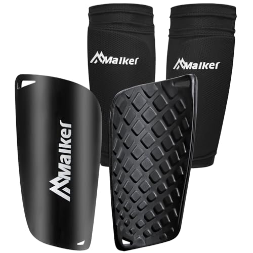 Malker Soccer Shin Guards for Kids Youth Adults Shin Guards Pads with Lower Leg Sleeves, Lightweight and Compact, Protective Soccer Equipment (Black S) - Image 1