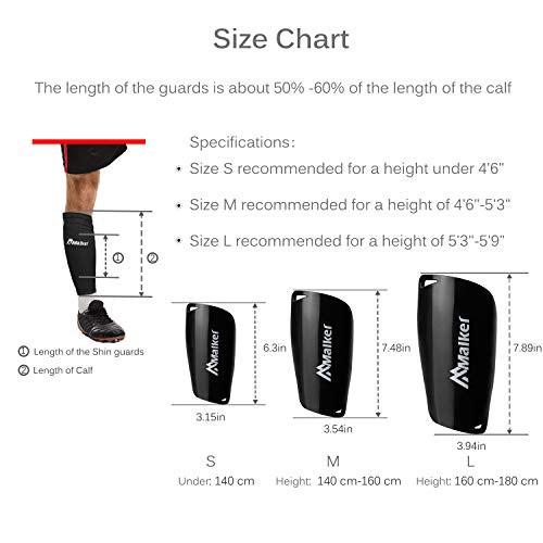 Malker Soccer Shin Guards for Kids Youth Adults Shin Guards Pads with Lower Leg Sleeves, Lightweight and Compact, Protective Soccer Equipment (Black S) - Image 5