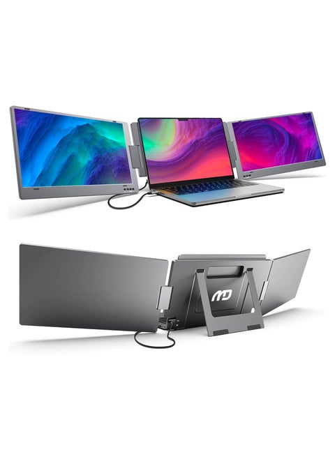 شاشة MetaDisplay MD1 ثلاثية محمولة لموسع شاشة الكمبيوتر المحمول وموسع الشاشة المزدوجة 14 بوصة FHD 1080P IPS (macOS/Windows)