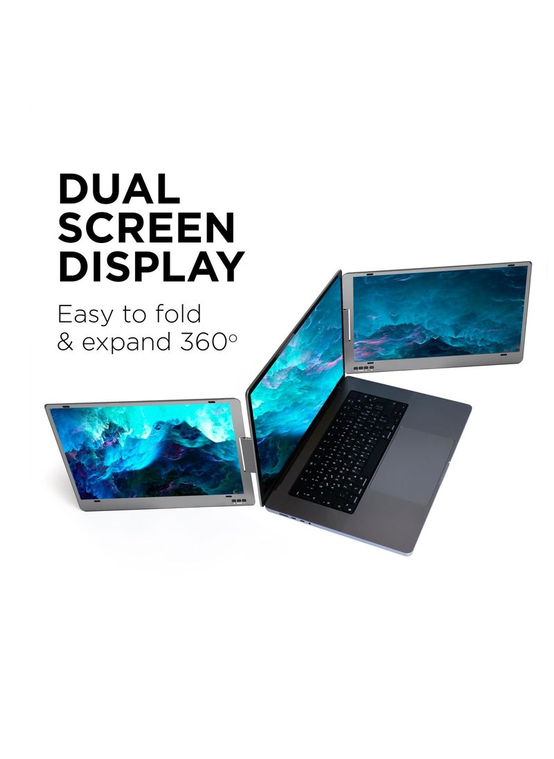 شاشة MetaDisplay MD1 ثلاثية محمولة لموسع شاشة الكمبيوتر المحمول وموسع الشاشة المزدوجة 14 بوصة FHD 1080P IPS (macOS/Windows)
