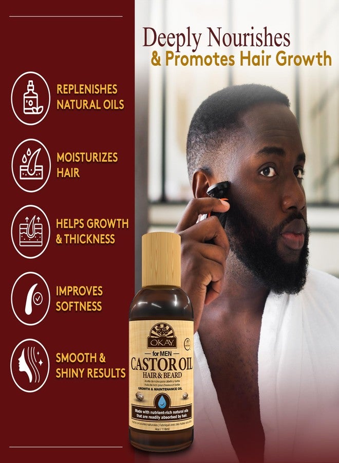 OKAY MEN Castor Oil Beard & Hair Oil - Beard Health Oil Treatment for Men, Moisturizer for Soft Hair with Natural Ingredients, Hexane Free - 4 oz (Pack of 1) - Image 2