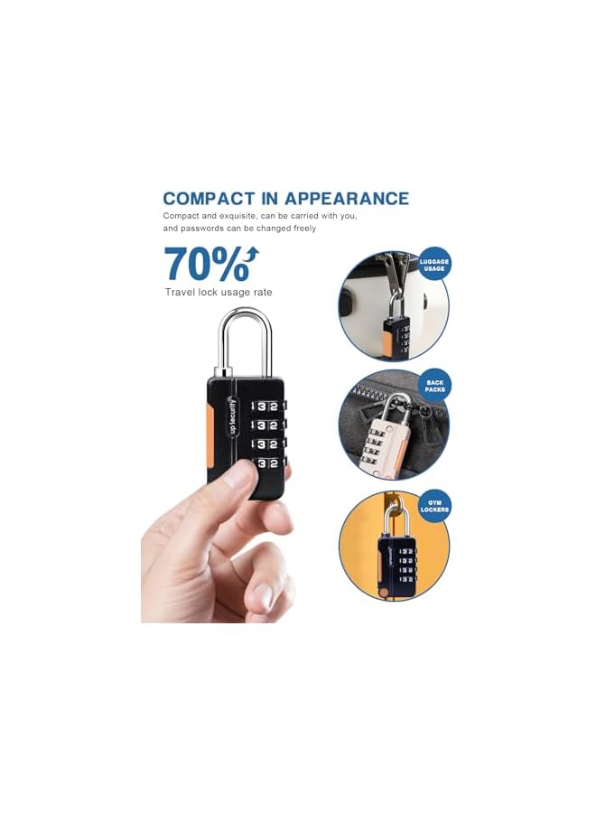 PROMASS PROMASS 3 Pack Combination Lock 4 Digit Outdoor Waterproof Padlock for School Gym Locker, Sports Locker, Fence, Toolbox, Gate, Case, Hasp Storage (Black Gray Blue)  - Image 5