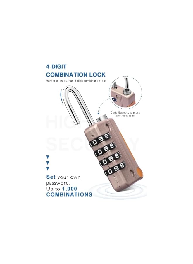 PROMASS PROMASS 3 Pack Combination Lock 4 Digit Outdoor Waterproof Padlock for School Gym Locker, Sports Locker, Fence, Toolbox, Gate, Case, Hasp Storage (Black Gray Blue)  - Image 3